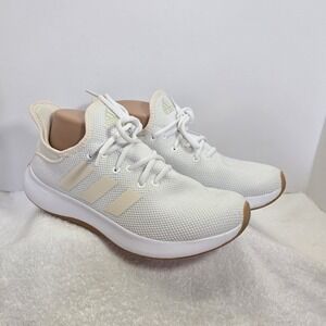 Adidas Cloudfoam Womens Size 8.5 Pure Cloud White Sneakers Running Shoes EUC